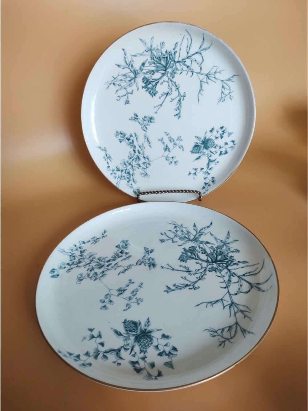 Antique Royal Crown Derby "The Fern" Dinner Plates(2) 9" Raised edge 1920's